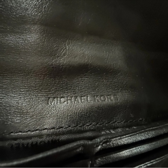 Michael Kors Austin Black Flat Continental Signature Wallet Leather Trim - Picture 10 of 16